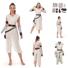 TV Wars The Rise Skywalker Rey White Dress Cosplay Costume Halloween fullset