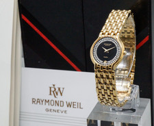Raymond Weil Fidelio 4702 18K GP Diamond Quartz Women's Watch 23mm Black Gold