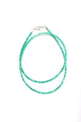 Beautiful Green Onyx Faceted Round Gemstone Beads May Birthstone Necklace 18''
