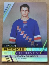 2022-23 Synergy #RJ-7 Braden Schneider Rookie Journey Draft Gold 85/99 Rangers 