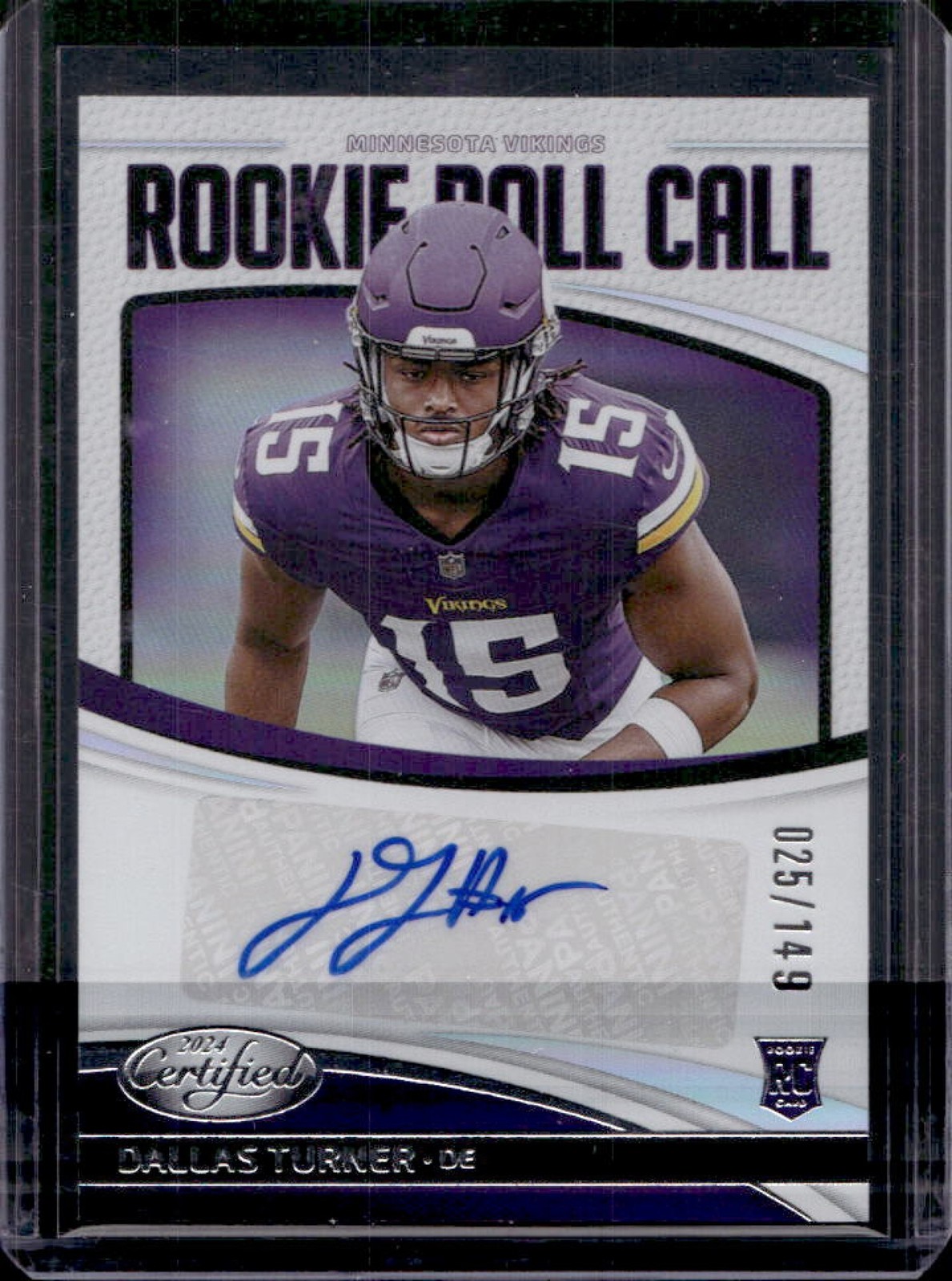 Dallas Turner Panini Certified Rookie Roll Call Signatures #RRCDTR Base