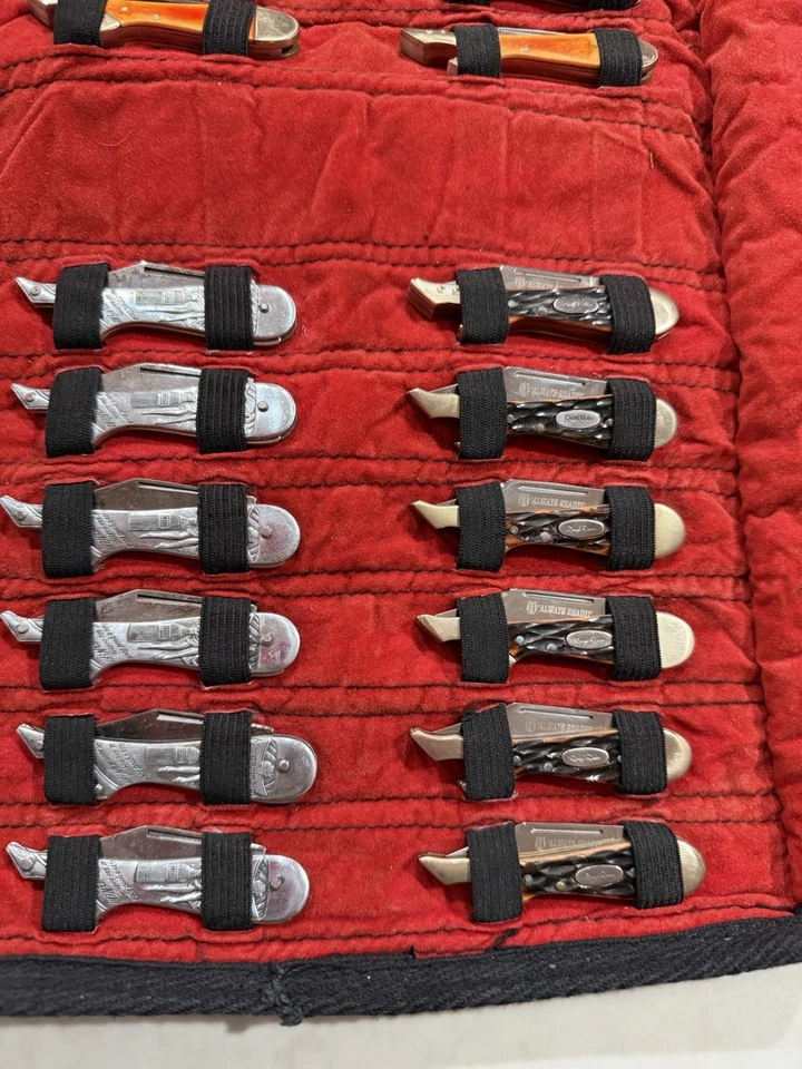 ENORME COLECCIÓN DE CUCHILLOS VINTAGE CON ESTUCHE DE CUERO Abridor de botellas Pierna Dama Raro Foto 3 de 4