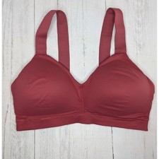 SPANX Lightly Lined Full Coverage Bra Seamless Comfort Wireless Red Burgundy L/G