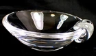 STEUBEN Vtg Signed Crystal Art Glass Modernist Ashtray Tilted Thick Base 5.25"