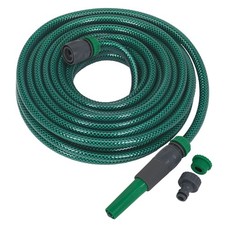 Sealey Water Hose 15Mtr with Fittings Spray/Jet Nozzle & Universal Tap Connector