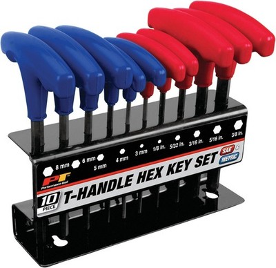 PERFORMANCE TOOL W80277 10-teiliges SAE & MetricT-Griff Inbusschlüssel-Set, 