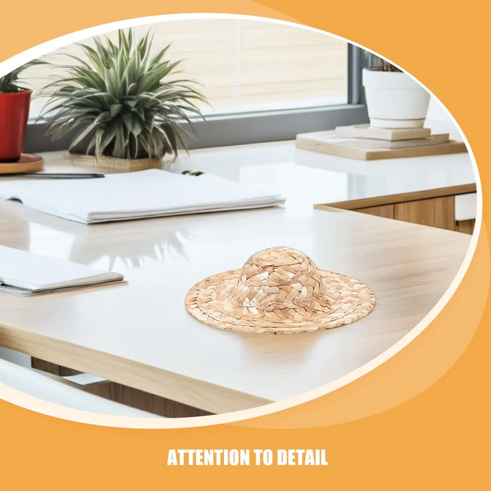  6 cappelli di paglia in miniatura: mini cappellini intrecciati a mano, cappelli - Immagine 4 di 4