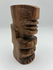 VTG Tiki Wood Carving Figure 1960's Hawaiian Decor Hand Crafted Polynesian 5.5  T