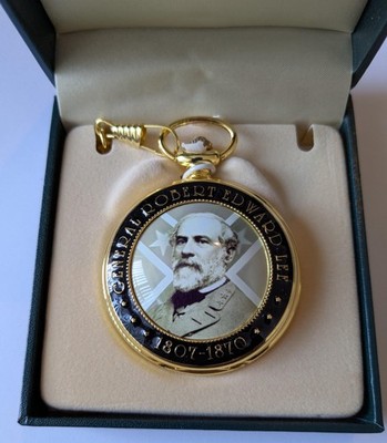General Robert E. Lee Pocket Watch Gold Tone Quartz Roman Numerals Collectible 