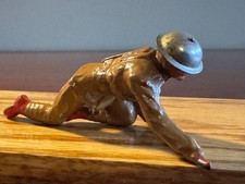 Vintage Barclay B64 750 Soldier Crawling w/ M1 Rifle, Tin Helmet, Very Good!