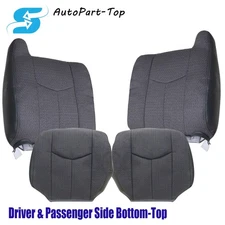 Front Both Side Cloth Seat Cover Dark Gray For 2003 2004-2007 Chevy Silverado