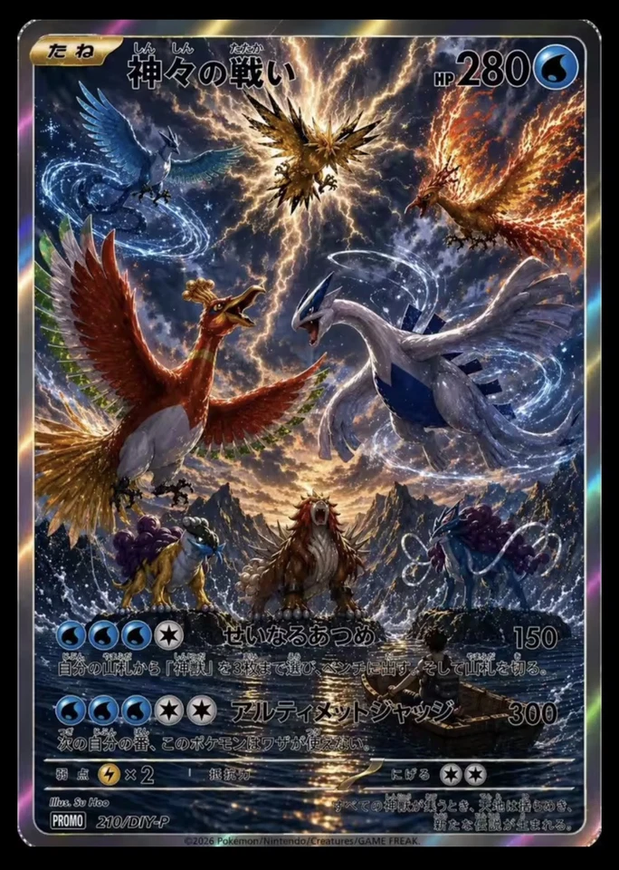 30th Anniversary Legendary Inspired Fan Art Holo Custom Card Lugia Entei etc JP - Image 1 of 1