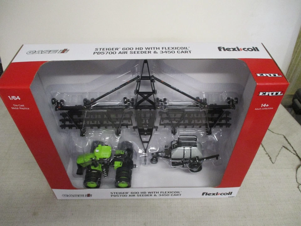 Case IH Steiger 600 HD Flexi-Coil PD5700 Air Seeder & 3450 Cart Toy Set, 1/64 - Image 2 of 4