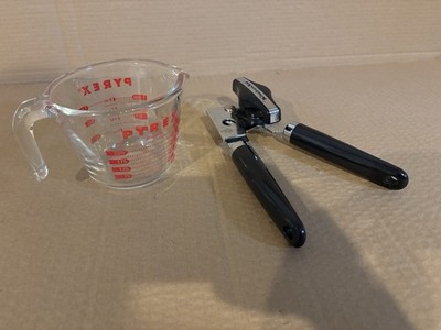 Pyrex 1 Cup Glass Measuring Cup w/ Markings + KitchenAid Can Opener