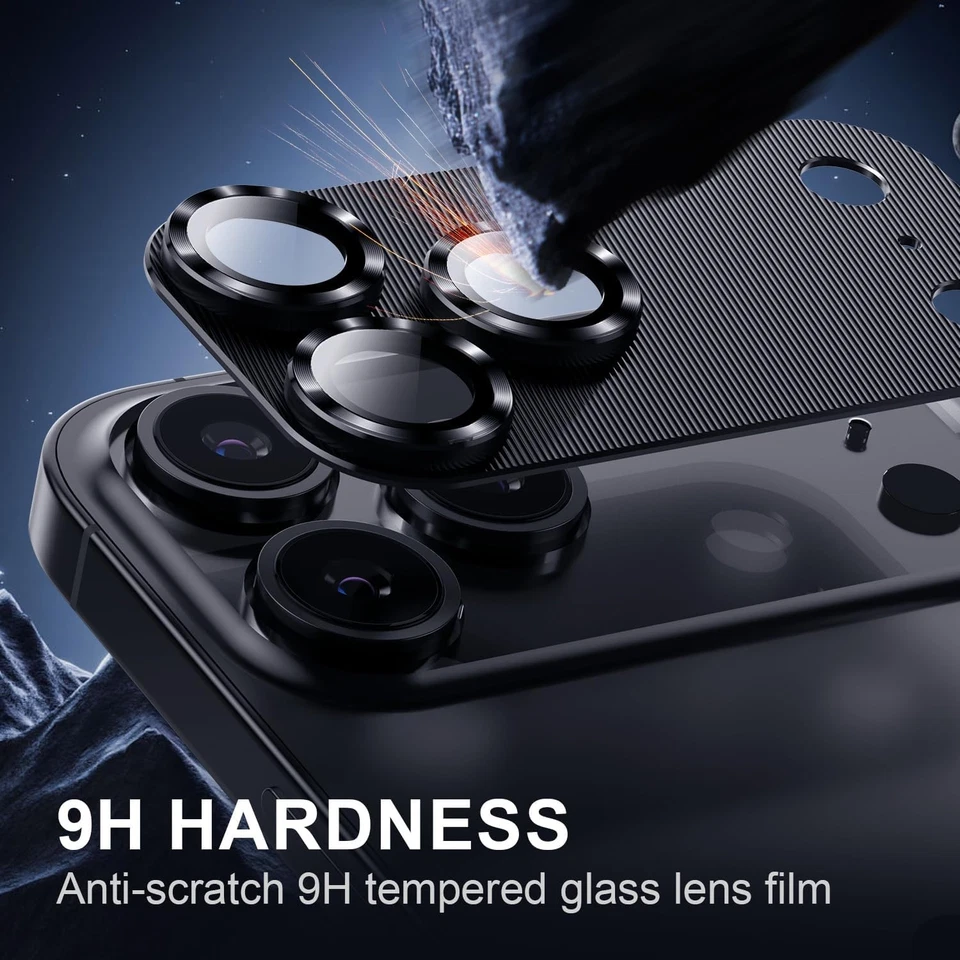 Protetor de lente de câmera de ar liga de metal vidro temperado para iPhone 17 Pro Max 17 - Imagem 3 de 4