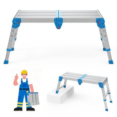 Folding Step Stool Platform 500 Lbs HeavyDuty 4 Height Blue RV Cleaning