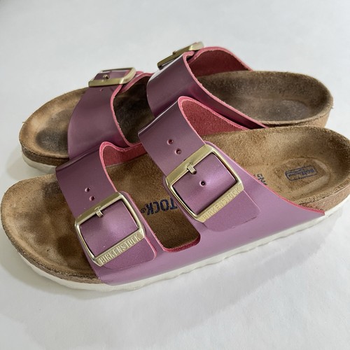 Birkenstock Arizona Metallic Pink Birko-Flor 2 Strap Sandals Women’s 7.5/8 EU38 - Picture 5 of 10