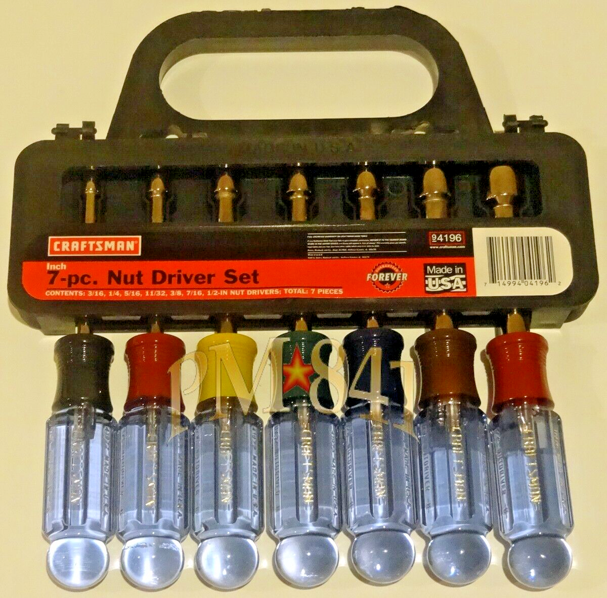 USA MADE CRAFTSMAN SAE STANDARD NUT DRIVER SET, 7 Piece #4196