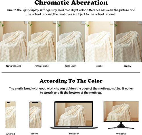NEWCOSPLAY Super Soft Throw Blanket Ivory Premium Silky Flannel Fleece 3D Checke - Picture 6 of 9