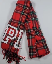 Victorias Secret PINK Red Plaid Logo Blanket Scarf Oversized 27 x 88 