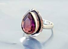 Vintage Sterling Silver Amethyst band Ring size 8