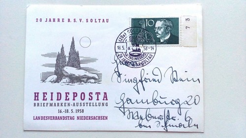 GERMANY - Postcard - 1958 - Heideposta Stamp Exhibition