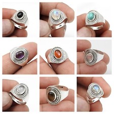 Solid 925 Sterling Silver Natural Gemstones Elegant Ring Christmas Gift For Her