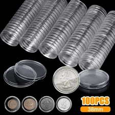100 PCS 38mm Coin Holder Capsules for Morgan Peace Ike Silver Dollar Collection
