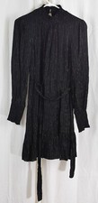 Tommy Hilfiger Women's Fit and Flare with Flounce Hem Smocking Black/Gold Size 2