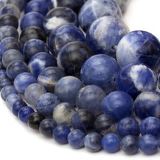 Natural Sodalite Beads Round 15  Strand Jewelry Making 4mm 6mm 8mm 10mm 12mm