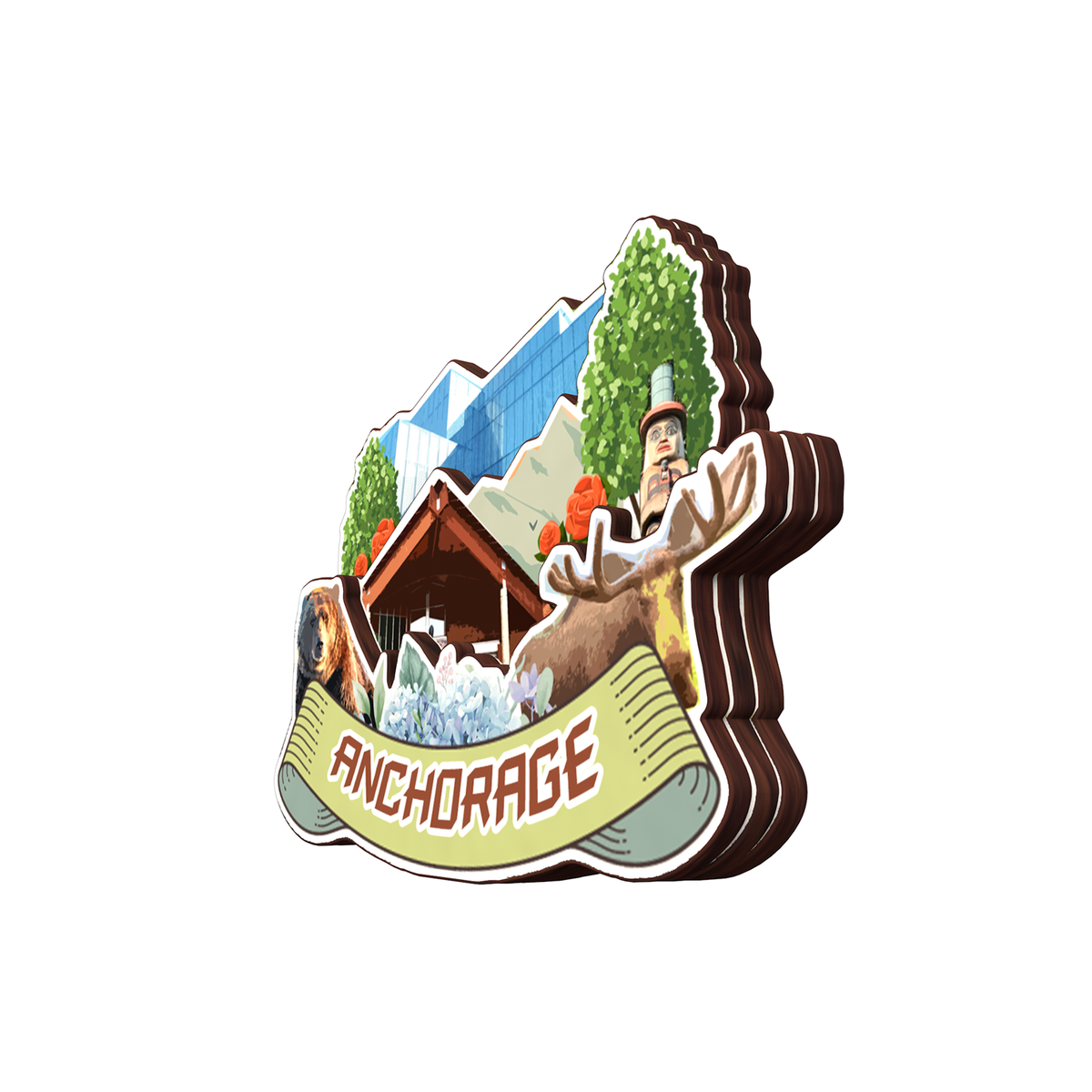 Anchorage Alaska Panoramic Fridge Magnet - Travel Souvenir & Collectible Gift