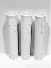 4" White Plastic Candelabra Base Drip Candle Covers-Sleeves - Lot 3