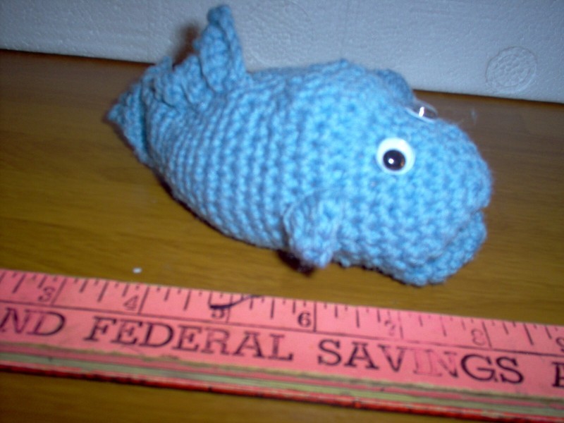 New, handcrafted/crochet blue big jaw  fish  #8