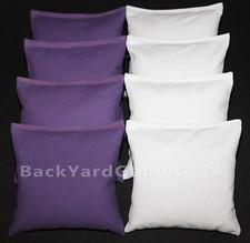 ALL WEATHER CORNHOLE BEAN BAGS Purpl  White Resin Filled WATERPROOF