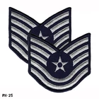 PAIR US Air Force USAF Tech Sergeant TSGT E-6 Chevron Patches Full Color ~ NOS