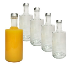 Glass Bottle NONO 700ml + SILVER Screw Caps Bottle 0.7L for Spirit Whisky Gin