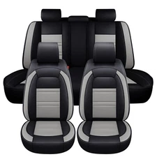 For Toyota RAV4 Full Set Leather Car Seat Cover 5-Seat Front Rear Protector Gray