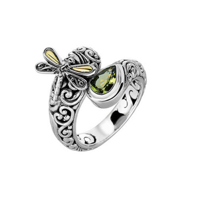 Phillips Gavriel Designer Libelle Peridot Stein Ring 18k Gold N Silber 