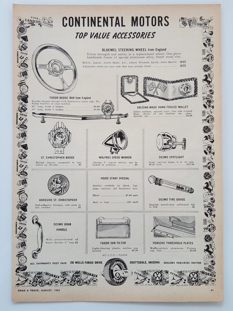 1959 Continental Motors Import Car Accessories Scottsdale Vintage