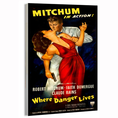 1950 Where Danger Lives (RKO) Movie Poster or Canvas Home Decor Art Print