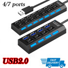 USB2.0 Hub Charger Switch Splitter Powered AC Adapter 4/7 Port PC Laptop Desktop