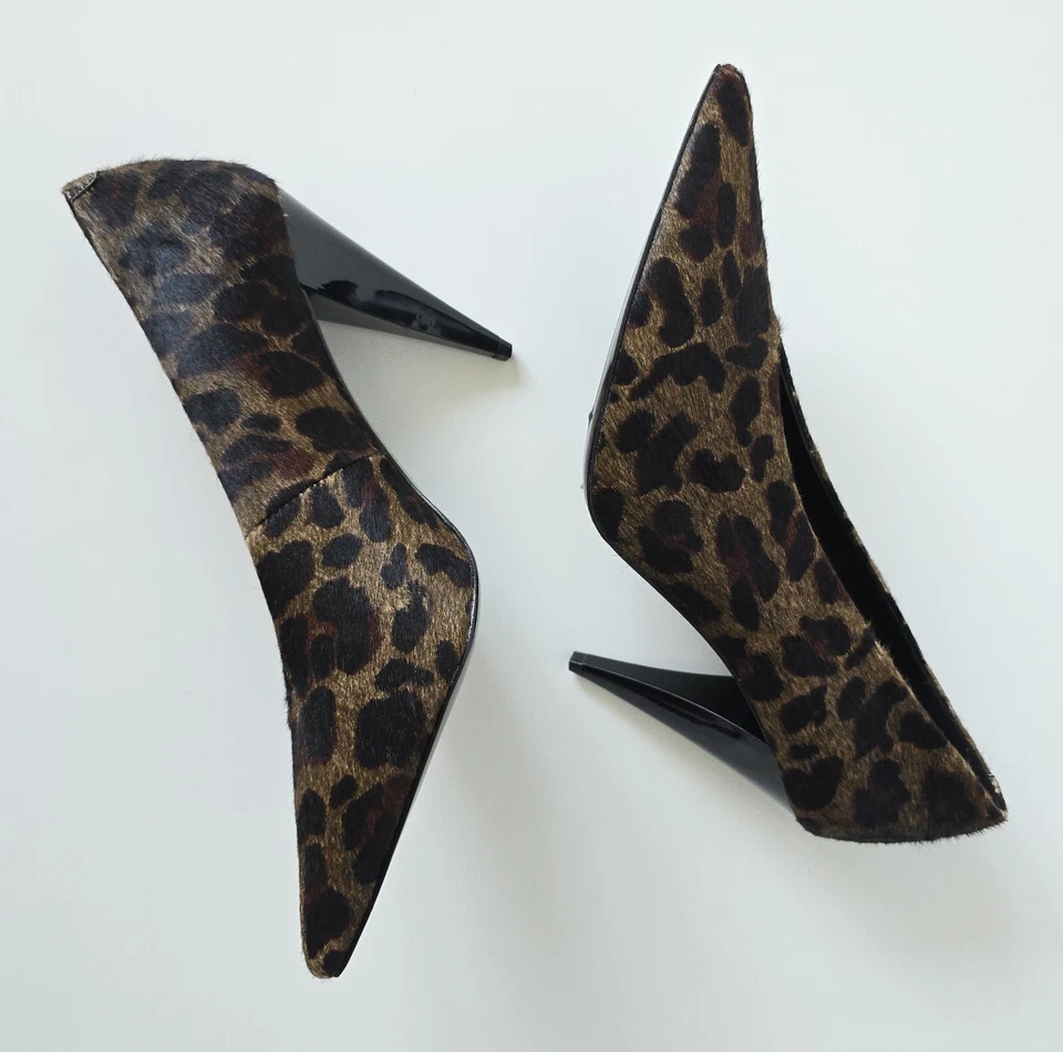 STUNNING WOMENS ALL SAINTS ADRIANNA PONYSKIN CALF LEATHER COURT HEEL BLACK 4 37 - Image 3 of 4