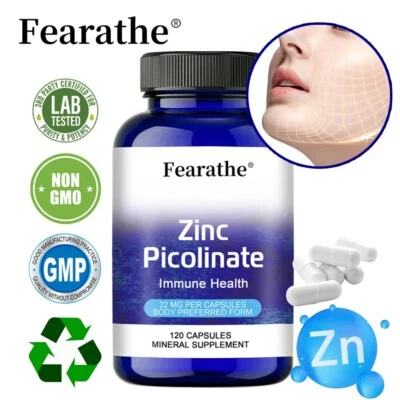 FEARATHE Picolinate de zinc 22 mg | Haute puissance, sans OGM | Santé immunitaire