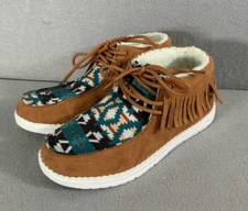 Rowdy Crowd Mesquite Moccasins  Womens 7 Aztec Southwestt Western Turquoise