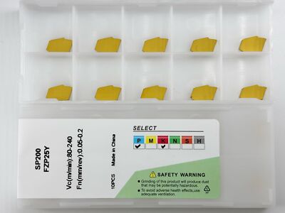 GTN-2 CNC Grooving Carbide Inserts Steel 10pcs SP200 Grooving Tools CVD Yello...
