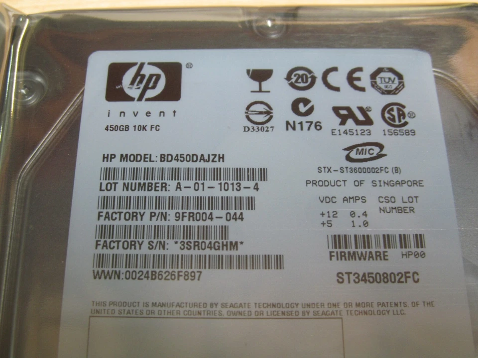 HP 518734-001 AP731B BD450DAJZH 495276-002 450GB 10K 3.5" FC HARD DRIVE - Image 2 of 4
