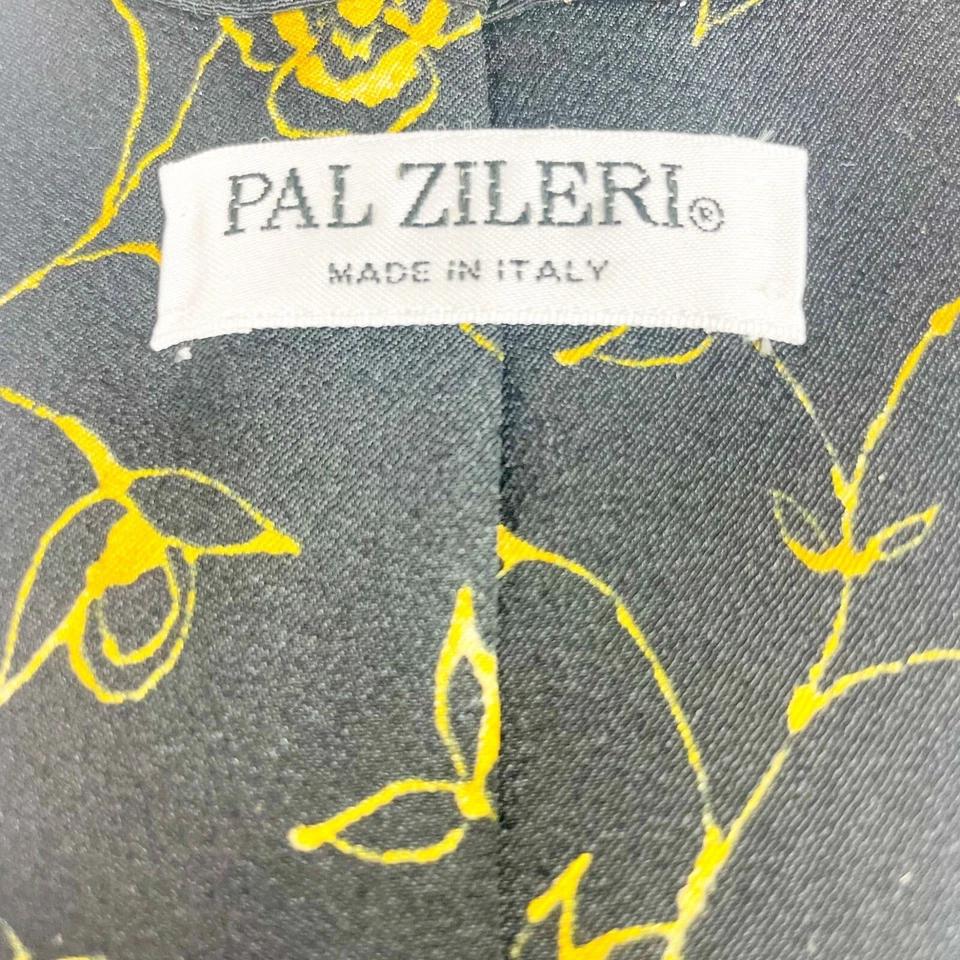 Corbata floral vintage Pal Zileri para hombre 100 % seda negra amarilla Foto 3 de 4