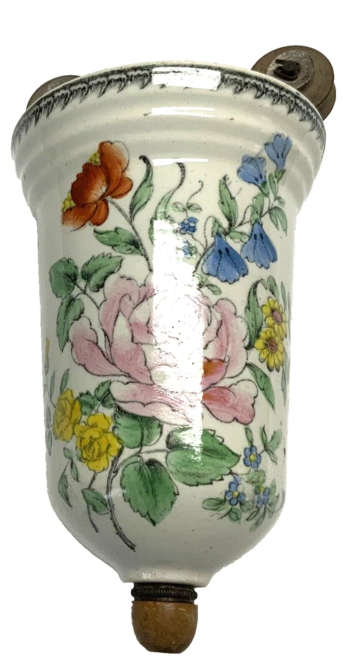 Ancien CONTREPOIDS en porcelaine fleurie pour lustre " monte et baisse " XIXème - Photo 3/4