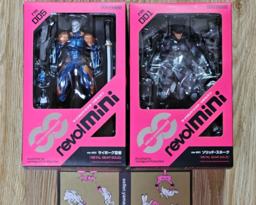 LOT Revoltech Yamaguchi Revol Mini rm-005 Cyborg Ninja & rm-001 Snake Metal Gear - Picture 1 of 9