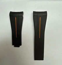 Rubber B Official Watch Strap Black with Orange Stripe for Rolex Explorer 2